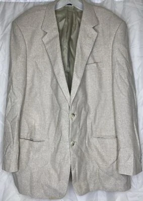 Blazer masculino Versini casaco esportivo 46L bege 100% seda leve forrado clássico cidade - Imagem 1 de 4