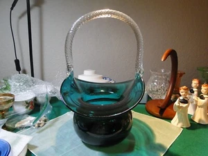 Morgantown Glass Stiegel Green Clayton Basket, Exc. Cond. 10.25" Diam. x 13.25" - Picture 1 of 11