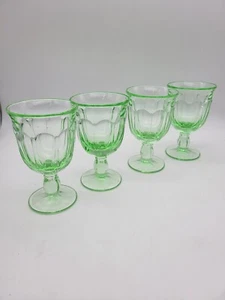 4 Green Glass Ice Tea Goblets Cup Footed Wine Glasses Stem Thick Glass 180ml~6oz - Picture 1 of 5