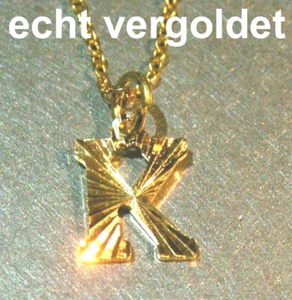 EDLE HALSKETTE Buchstabe K Kette echt vergoldet Namenskette Buchstabenkette - Bild 1 von 1