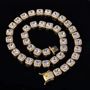 28 Ctw Created Round Diamond 9 mm Square Women's Necklace 14K Yellow Gold Plated - Picture 1 of 5