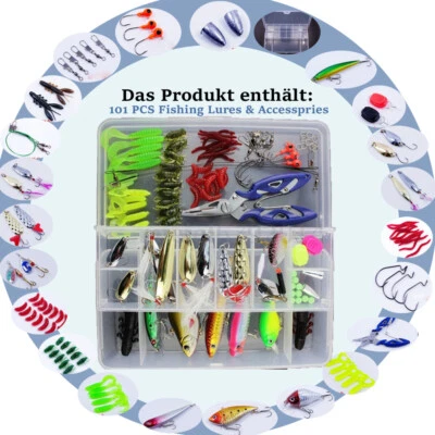 Fishdream Angelköder Set 101 Teile Kunstköderset Angelzubehör Wobbler Blinker- - Bild 1 von 4