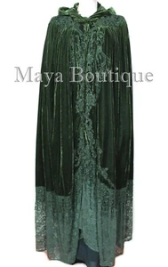 Cloak Opera Cape Dark Green Victorian Rep Long Velvet & Lace Lined Maya Boutique - Bild 1 von 12
