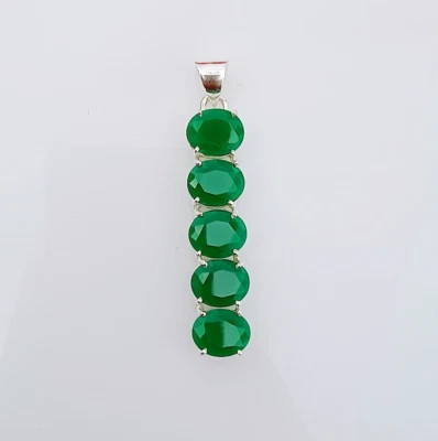 Colgante de piedras preciosas de topacio verde plata de ley 925 hecho a mano joyería colgante 2,04" Foto 1 de 4