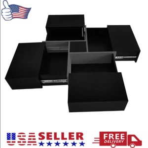 UV High-gloss Square Coffee Table w/4 Hidden Storage,Extendable Sliding Tabletop - Picture 1 of 20