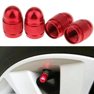 4x Universal Car Motorcycle Wheel Tire Valve Cap Seal Red Bullet Shaped Air Dust - Picture 1 of 5