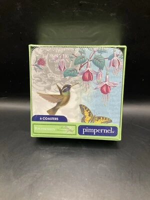 Colibrí botánico y mariposa Portmeirion 6 posavasos con respaldo de corcho pimpinela Foto 1 de 4