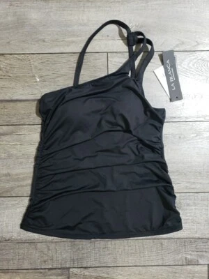 * Размер 6 * La Blanca остров богини одно плечо замочная скважина танкини купальник верх, черный - Изображение 1 из 4