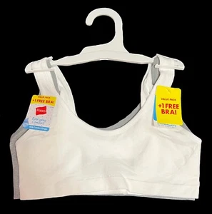 NEW Hanes Girl's Training Bras (3 Pack) - Grey, Black, & White (Thick Strap) - Picture 1 of 1