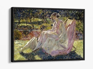 FREDERICK CARL FREISEKE, SUNBATHE -FLOAT EFFECT FRAMED CANVAS WALL ART PRINT - Picture 1 of 12