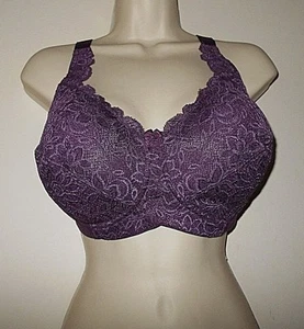 Sujetador para mujer Elila Sexy de encaje copa cobertura completa 38DD/E púrpura correa ancha - Imagen 1 de 4