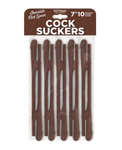 Co*k Suckers Pecker Straws - Chocolate Lovers Pack Of 10