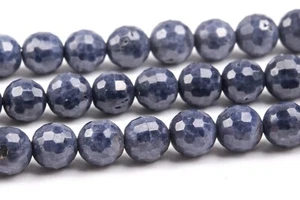 6-7MM Natural Deep Blue Sapphire Beads Grade A+ Micro Faceted Round Loose Beads - Picture 1 of 4