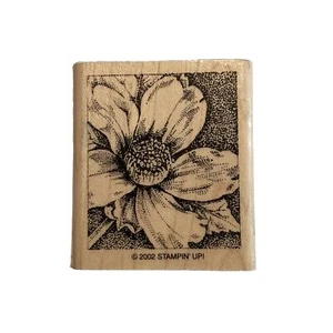 Stampin' Up Flower Floreale Vintage 2002 Bellissimo Timbro Legno Legno Schieno Gomma - Foto 1 di 4