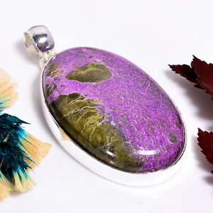Atlantisite Gemstone Handmade Jewelry.925 Silver Plated Pendant 2" GSR-10799 - Picture 1 of 2