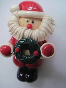 Refrigerador de Navidad con corona de Santa Claus imán arcilla plástico 3D vintage - Imagen 1 de 9