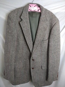 Vintage Mens John Weitz Size 46R USA Harris Tweed Scottish Wool Chevron Jacket - Picture 1 of 10