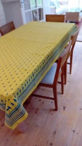 Traditional Indian Hand Printed Tablecloth (Yellow) - Picture 1 of 3
