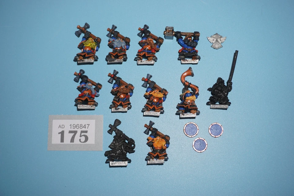 Warhammer Citadel Marauder Dwarf Hammerers & Lord Drong x 11 - Metal - Image 1 of 4