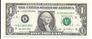 UNCirculated US Federal Reserve Note with RADAR Serial Number (9310-0139). - Picture 1 of 2