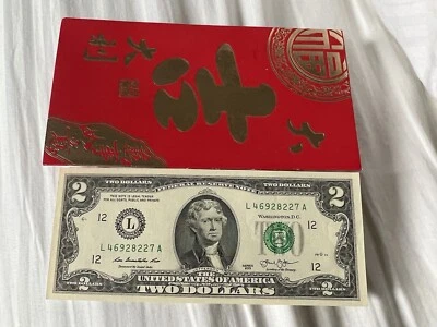 Asian Dragon Money Envelopes Paper Chinese Decorations Red 2 Dollar Bill Luck Foto 1 de 2