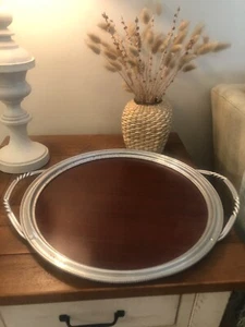 Genuine Beauty Bonded Formica Laminated Serving Tray Twisted Metal Handles MCM - Picture 1 of 6