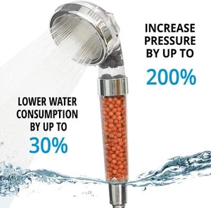Large Shower Head 3 Mode High Pressure 40% Water Saving Filters Adjustable Ionic - Picture 1 of 15