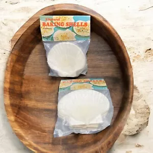 6 Vintage Natural Baking Seashells Seafood Ovenproof Made In Japan New Old Stock - Picture 1 of 7