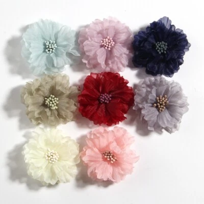 20PCS 5CM 2" Hair Fabric Flowers Blossom With Matches For Headbands Bouquet - Image 1 of 4