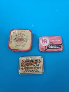 Vintage Metal Tins Small Advertising Aspirin,  Laxatives,  Ribbon - Picture 1 of 2