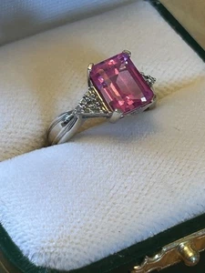 Women’s 10k White Gold/ Pink Stone Sz 5.25 - Picture 1 of 6