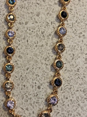 Accesorio Collar Gema Piedra Azul/Púrpura/Dorado Nuevo Foto 1 de 4