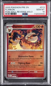 Pokémon Pre-Prismatic Evolutions Poke Ball Reverso Holo Flareon 2025 PSA 10 - Imagen 1 de 2