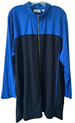 Chaqueta larga Avenue para mujer 30/32 azul colorblock cremallera completa Foto 1 de 4