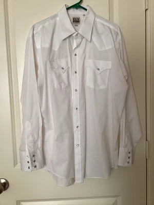 Camisa Occidental Ely Cattleman Para Hombres Blanca Manga Larga Perla A Presión Talla X Grande Foto 1 de 4