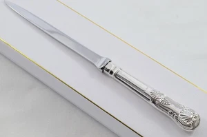 Large Antique London Solid Silver Handled Letter Opener Kings Pattern 1895 - Picture 1 of 6