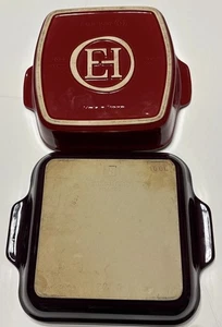 Emile Henry France Backform glasiertes Steinzeug Aubergine und rot 9" 20.06 20.23 - Bild 1 von 9