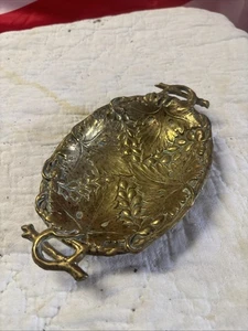 Vintage Collini Brass Soap Dish, Grape Leaf Design Soap Dish Art Nouveau - Picture 1 of 16