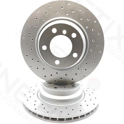 PAR DE DISCOS DE FRENO DELANTEROS PERFORADOS CRUZADOS PARA BMW 130i M SPORT E81 E87 330mm RECUBIERTO Foto 1 de 4