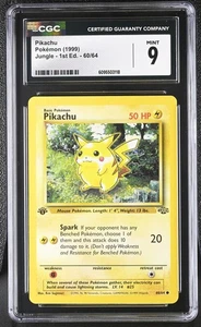CGC 9 Pikachu 60/64 1st Edition Jungle Pokémon Card - Picture 1 of 2