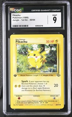 CGC 9 Pikachu 60/64 1st Edition Jungle Pokémon Card - Image 1 of 2