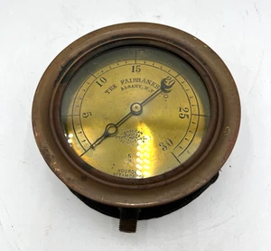 Antik Fairbanks Messing Dampfmessgerät 5" Zifferblatt American Steam Gauge Co. Boston NY - Bild 1 von 19