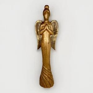 Vtg Wood Carved Angel Statue Figurine Religious 18” Tall - Picture 1 of 3
