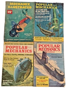 Vintage Popular Mechanics & Mechanix Illustrated Submarine Lot of 4 (1951–1966) - Picture 1 of 11