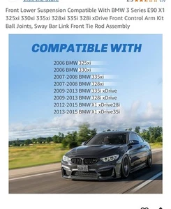 10pcs Front Control Arms Ball Joints Kits Suspension for BMW E90 Xi xDrive 328XI - Picture 1 of 5