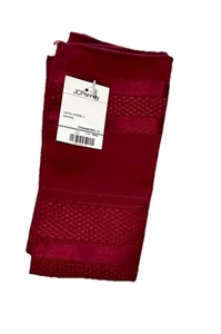 Set Of 8 JCPenney Cloth Satin Stripe Napkins Color Cranberry Burgundy 16.5 X 17 - Picture 1 of 3