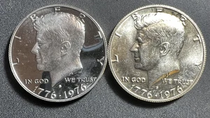 1976-S PROOF & BU ARGENTO KENNEDY MEZZO DOLLARO (2 pezzi) - Foto 1 di 2