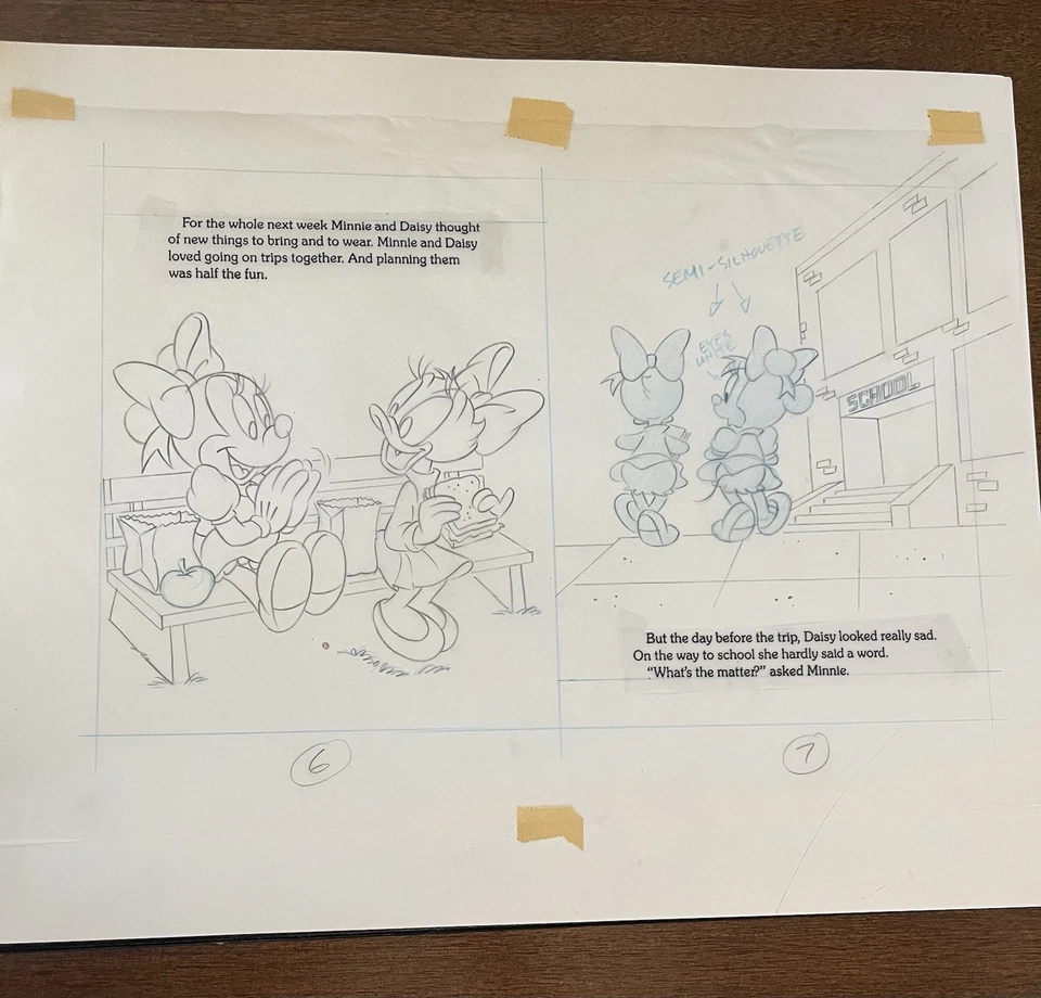 ¡RARO! Disney Minnie and Me “Wish You Were Here” Producción Original Dibujo a Lápiz Foto 1 de 4