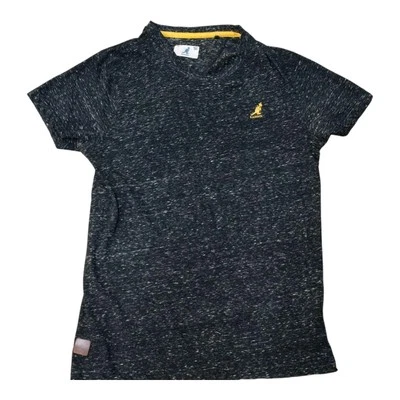 Camiseta KANGOL masculina adulta P/S pequena preta manga curta bordada logotipo gola redonda - Imagem 1 de 4