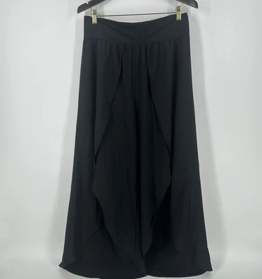 High Waisted Black Palazzo Flowy Split Wide Leg Womens Size XL Casual Pants - Image 1 of 4